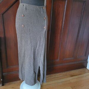 Vintage Life Basics Knits Brown Wrap Skirt With Button Detail Medium Cashmere